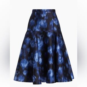 Michael Kors Collection  Abstract Floral Silk-Wool Drop-Waist Midi-Skirt